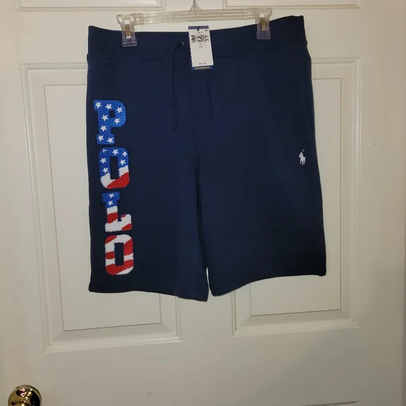USA Ralph Lauren polo Sweat Shorts Navy Blue Size Large - Picture 2 of 5